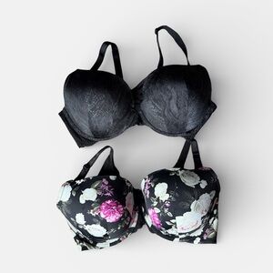 🖤 Torrid Curve Bra Bundle 40D | Floral Print + Black Snake Print Push-Up Bras